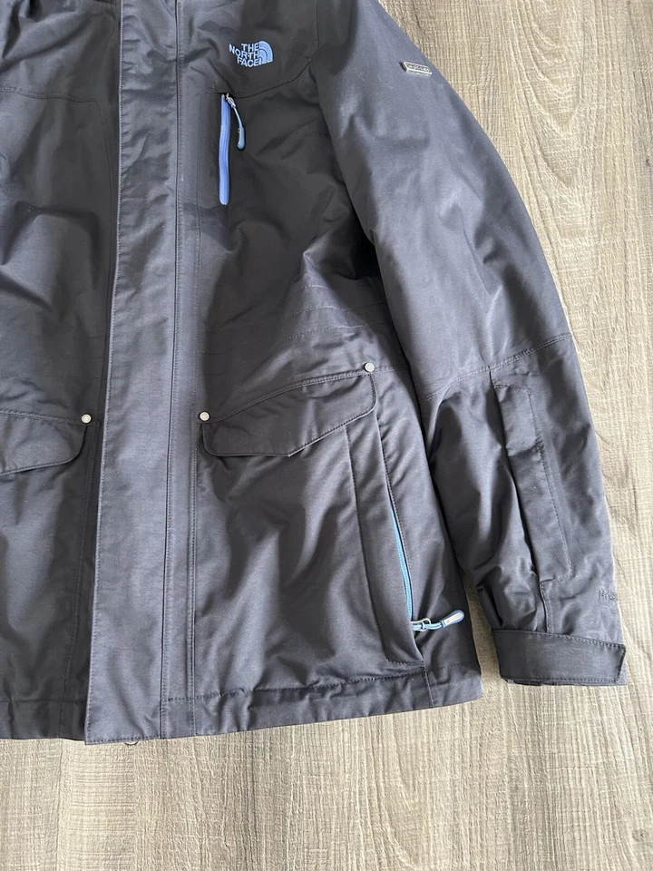 Abrigo chaqueta esquí mujer The North Face HyVent mediano negro azul con capucha 2 en 1 Foto 4 de 4