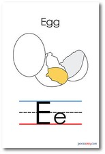 NEW LANGUAGE ARTS POSTER - The Letter E - Egg Spelling - Alphabet POSTER