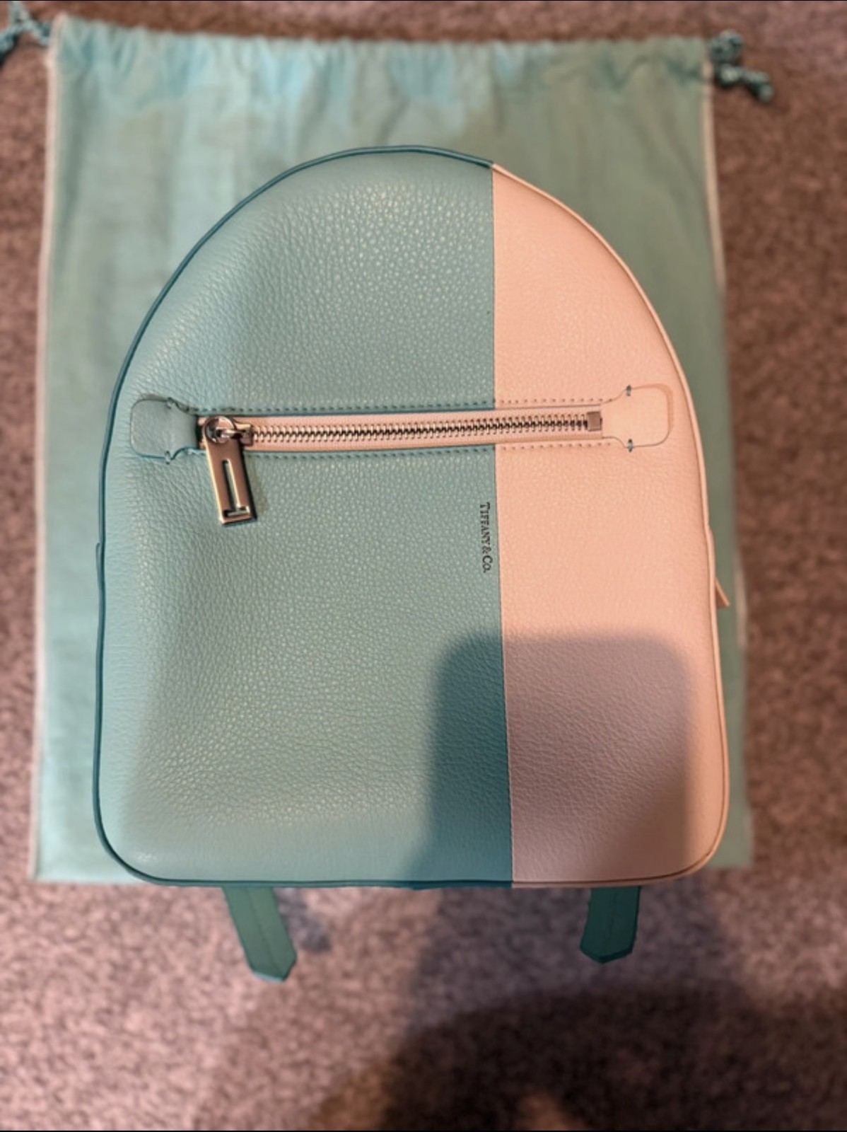 Tiffany&Co Small Backpack Sky blue White Leather - Pre-owned image 2