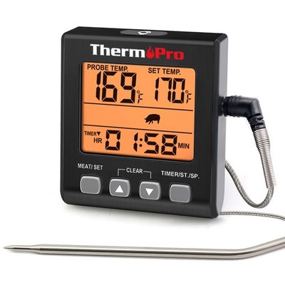 ThermoPro TP16SW Meat Thermometer Smoker Grill Oven BBQ Kitchen Timer&Backlight