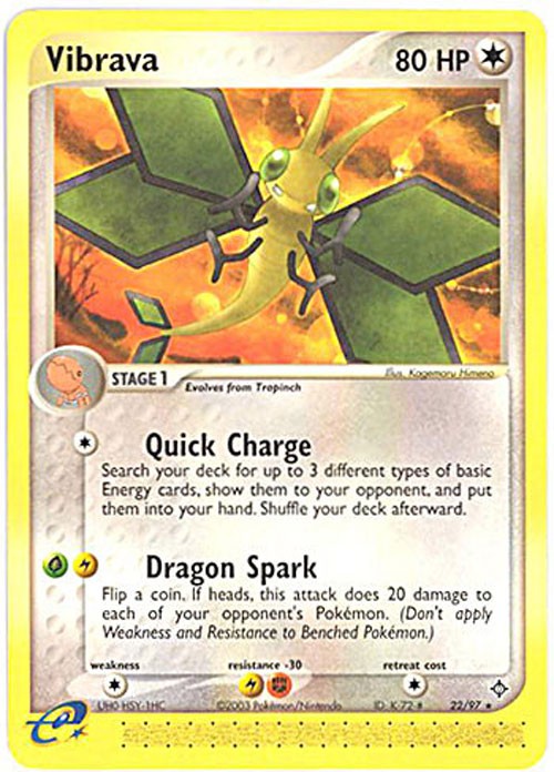 Pokemon Card - Dragon 22/97 - VIBRAVA (rare) - NM/Mint