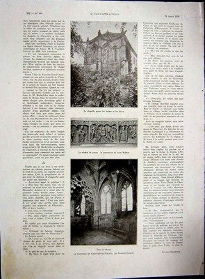 Original Old Vintage Print Chapel Chauvrey-Le-Chatel Franche-Comte 1936 20th