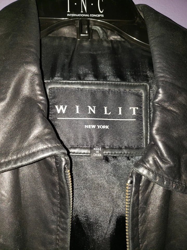 Winlit Chaqueta Cuero Negro Mujer Grande L Vintage Raro En Perfecto Estado Foto 3 de 4