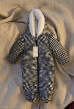 BNWT George Baby Black White Check Snow Suit fleece Lined 3-6m