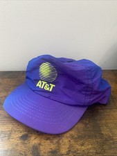 NOS Vintage AT&T Purple Nylon Trucker Hat Snapback MADE in USA Beach Hat