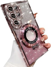 Samsung Galaxy S25 Ultra Glitter Case with Magnetic Kickstand, Bling Rhinestones