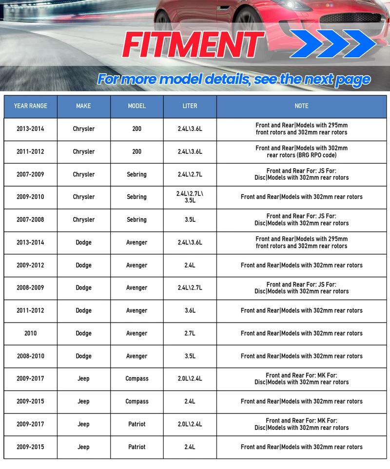 4x Front & Rear Brake Caliper w/ Bracket for Chrysler 200 Sebring Jeep Compass Foto 2 de 4