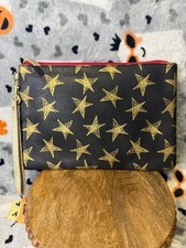 Black Gold Star Wristlet Clutch Purse with Glitter Strap