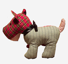 Ganz Scottie Plush Stuffed Dog Patchwork Plaid  Stars Fabric Toy, Small 6-14 in