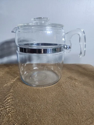 Vintage 6-9 Cup Pyrex Flameware Glass Percolator Coffee Pot No Insides