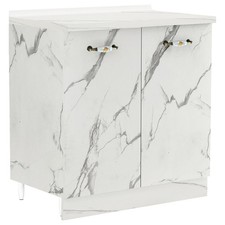 Mobile Base Cucina Componibile in Legno Bianco Effetto Marmo 2 Ante 2 Scomparti