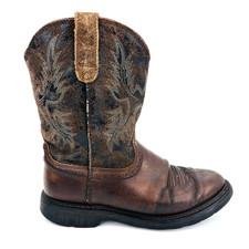 Mens 9 D Ariat Sahara Pull On Brown Leather Roper Work Boots Soft Toe 10021845