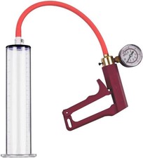 9"" x 1.75"" Penis Pump with Vacuum Gauge Red Handle, Vacuum Penis, Manual Pe...