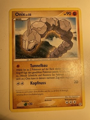 Pokémon Karte Onix 92/130   Diamant & Perl Set   Pokemon Deutsch TCG