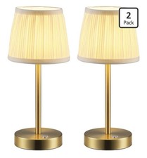 2 Pack Cordless LED Gold Table Lamps, Rechargeable 4000mAh 3 Way Dimmabl...