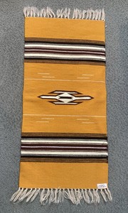 Vintage Chimayo Hand Woven wool Rug or Table Runner 30” x 15”