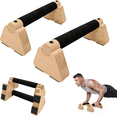 Parallettes Bars - Wooden Calisthenics Equipment for Handstand Training, Push up