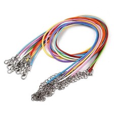 10 Pack, Assorted Braided Waxed Cotton Cord Necklace with Lobster Claw Clasps
