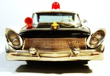 TIN FRICTION 1958 LINCOLN CONTINENTAL HIGHWAY PATROL POLICE CAR BANDAI JAPAN