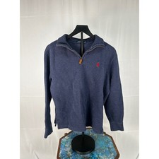 Polo Ralph Lauren Men's Navy Blue Quarter Zip Sweater Size M Red Pony Logo