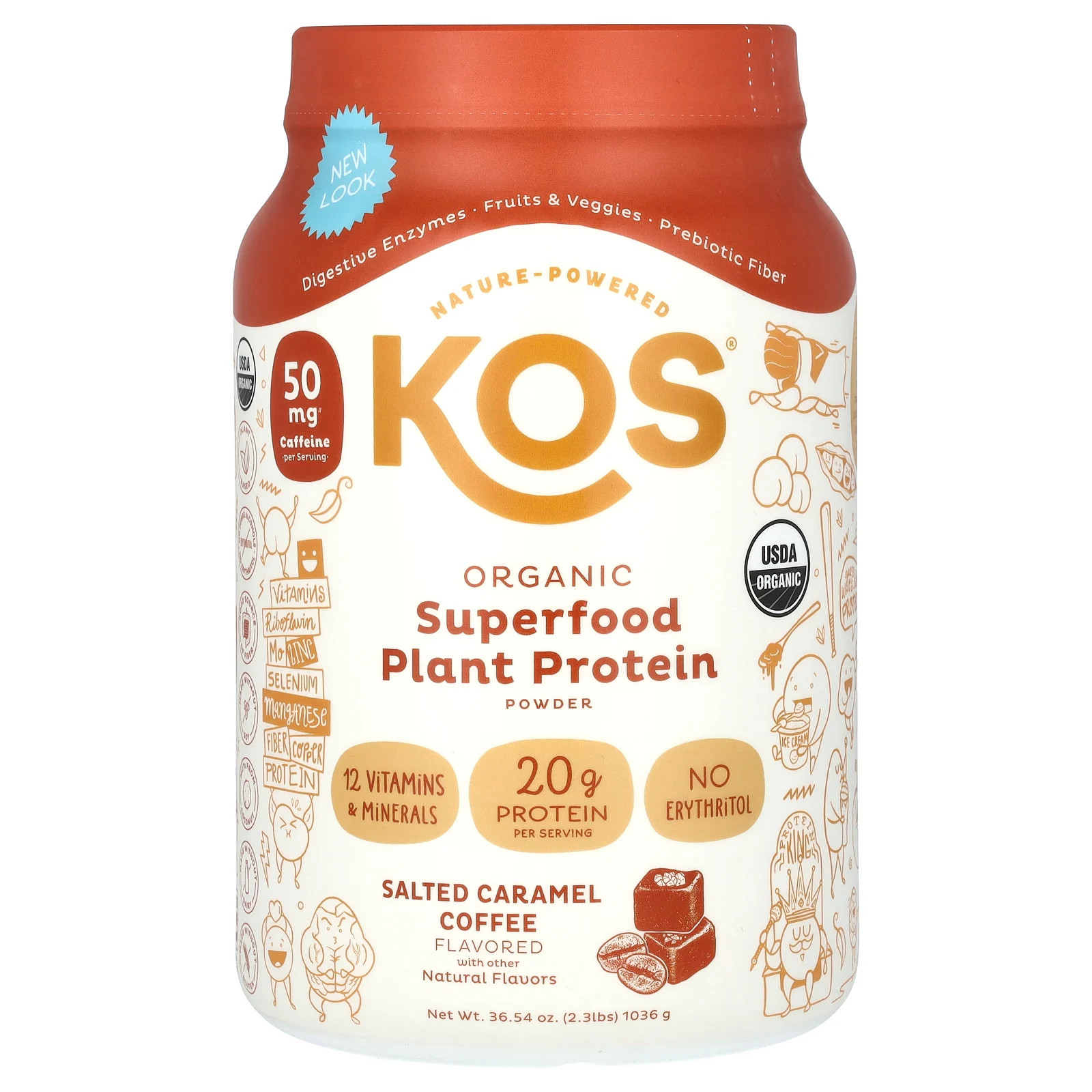Organic Superfood Plant Protein Powder Salted Caramel Coffee 23 lbs 1036 g 10690₽