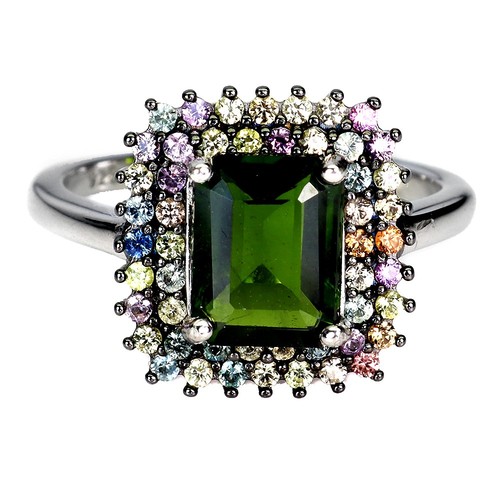 925 Sterling Silver Ring Octagon Chrome Diopside 9x7mm Sapphire Gemstone Size 8