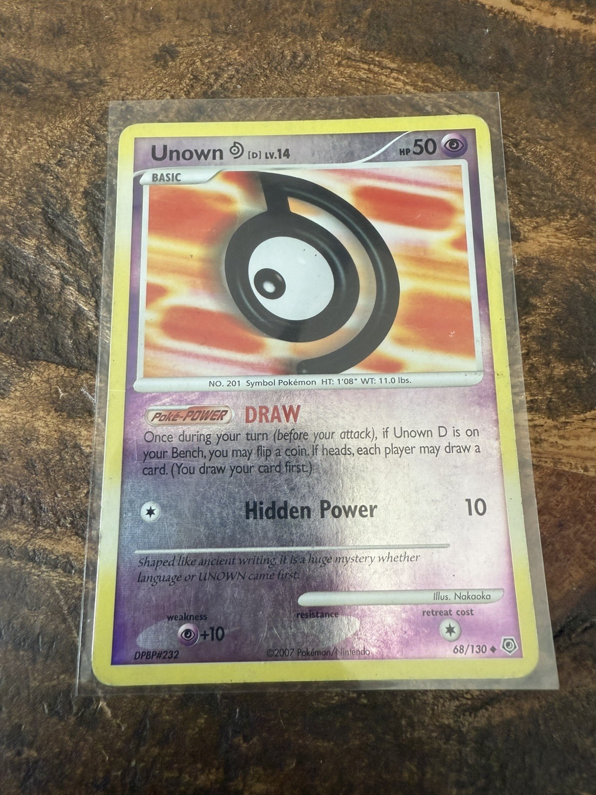 Pokemon TCG Unown D Reverse Holo 2007 Diamond & Pearl 68/130