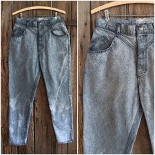 VTG 80s Lee Black Acid Wash Ankle Zipper High Rise Mom Jeans USA Size 18 A