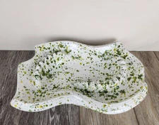 Large Ceramic White & Green Speckled Ashtray - Vintage Smoking Accessory