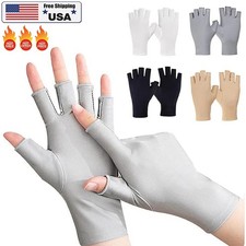 Women's Ice Silk Fingerless Gloves Sun Protection Men Half Finger Wrist Mittens