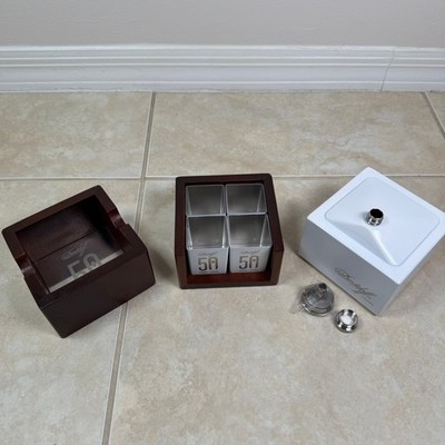 Davidoff 50th Anniversary Cigar Accessory Set Brown White Wood Metal 1968-2018