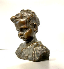 SCULTURA BUSTO BRONZO "scugnizzo" NAPOLI De Martino FANCIULLO 12 cm/h PRIMO '900