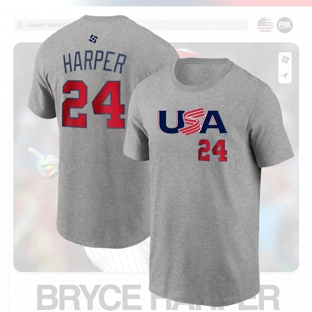 Bryce Harper #24 2026 World Baseball Classic USA Team Player Fans T Shirt