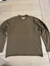 Helmut Lang Tee Shirt Green Sz L Relaxed Double Layer Effect Waffle Sleeve