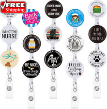 15 Pack Funny Badge Holder Retractable Reel Nurse Quote ID Clip Cute Nursing for