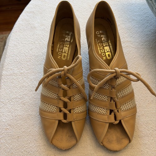 Freed Ballroom Practice shoe Sienna Tan mesh laceup 2" heel ladies size 7