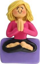 Yoga Female Blonde Personalized Christmas Tree Ornament
