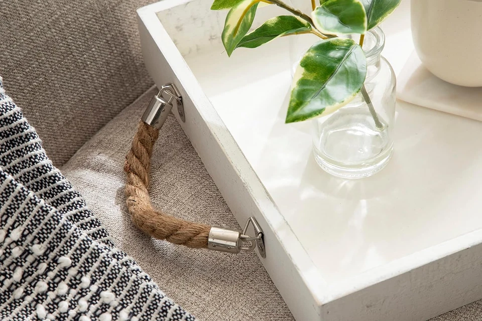 Bayville Coastal Farmhouse Wood Tray; 13 X 17; White; Decorative Wooden Tray wit - Image 4 of 4