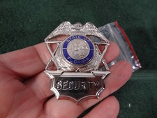 Gemsco Metal Security Guard Badge Silver Blue Eagle Batons Florida 2.5" x 2" NEW