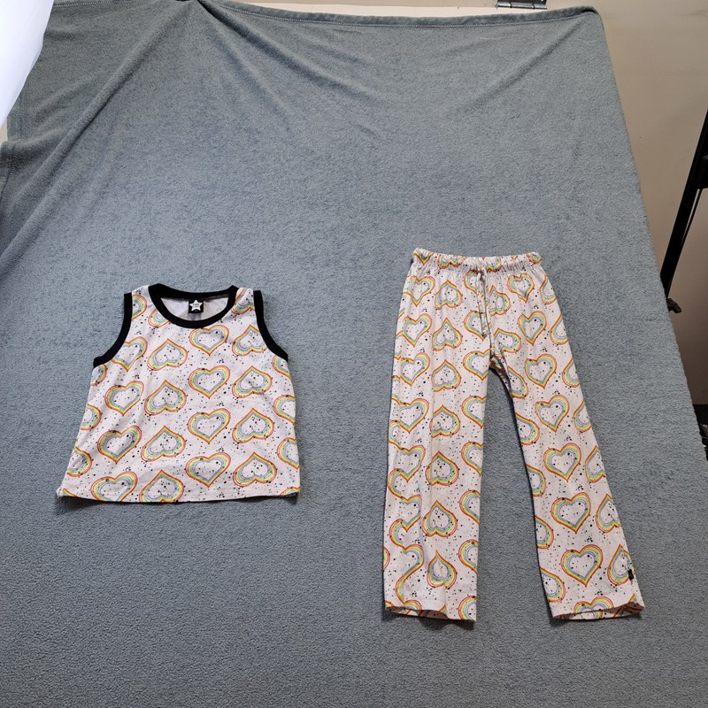Pixie Lane Sleeveless Pajama Set With Heart Pattern Kids Girls Size 4