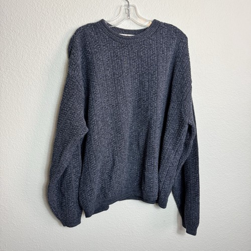 BILL BLASS Henley Neck Cotton Knit Half-Button Sweater, Made in USA, Men's XXL cotton Green type dark green Vintage Second Hand