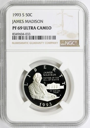 1993-S 50c James Madison Commemorative Half Dollar NGC PF69UCAM