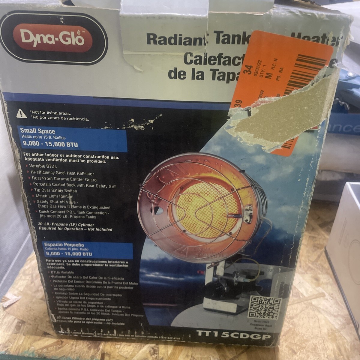 Dyna-Glo 15,000 BTU Propane Radiant Tank Top Heater 15000 BTU