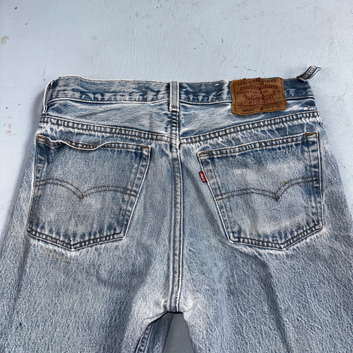 Levis 501 Vintage 90s USA XX Straight Leg Jeans 33x36 Light Wash