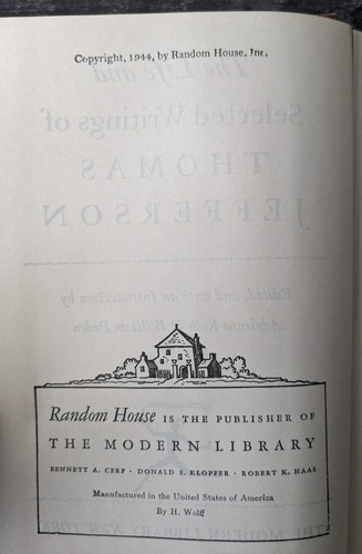 The Life and Selected Writings of Thomas Jefferson (1944) A. Koch and W. Peden - Picture 6 of 13