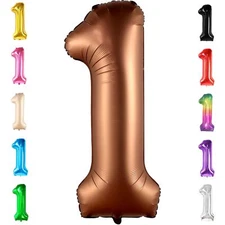 KatchOn Brown 1 Balloon Number - 40 Inch Helium Supported | Foil Brown One Ba...