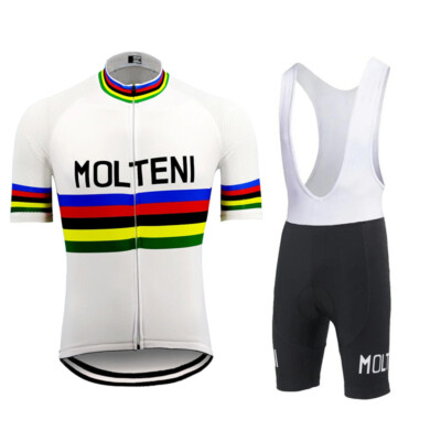 Sommer Molteni Weiß Retro Neue Herren Radtrikot Trägerhose Suit Cycling Jersey