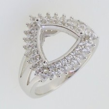 Sterling Silver Semi Mount Ring Setting Trillion Tri 10x10mm Halo Topaz