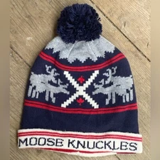 F15 Moose Knuckles Unisex Beanie Navy Blue Funny Graphic Wool Beanie Hat