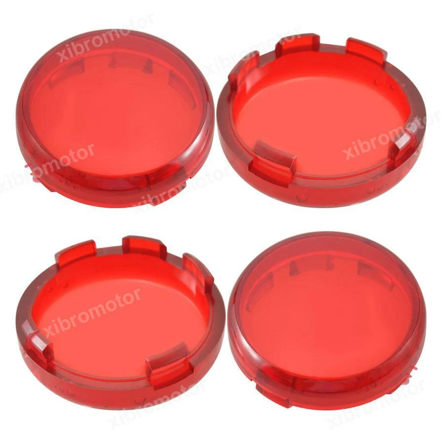 Cubierta de lente roja con luz de giro 4 piezas para Harley Sportster Softail Dyna Street Foto 4 de 4